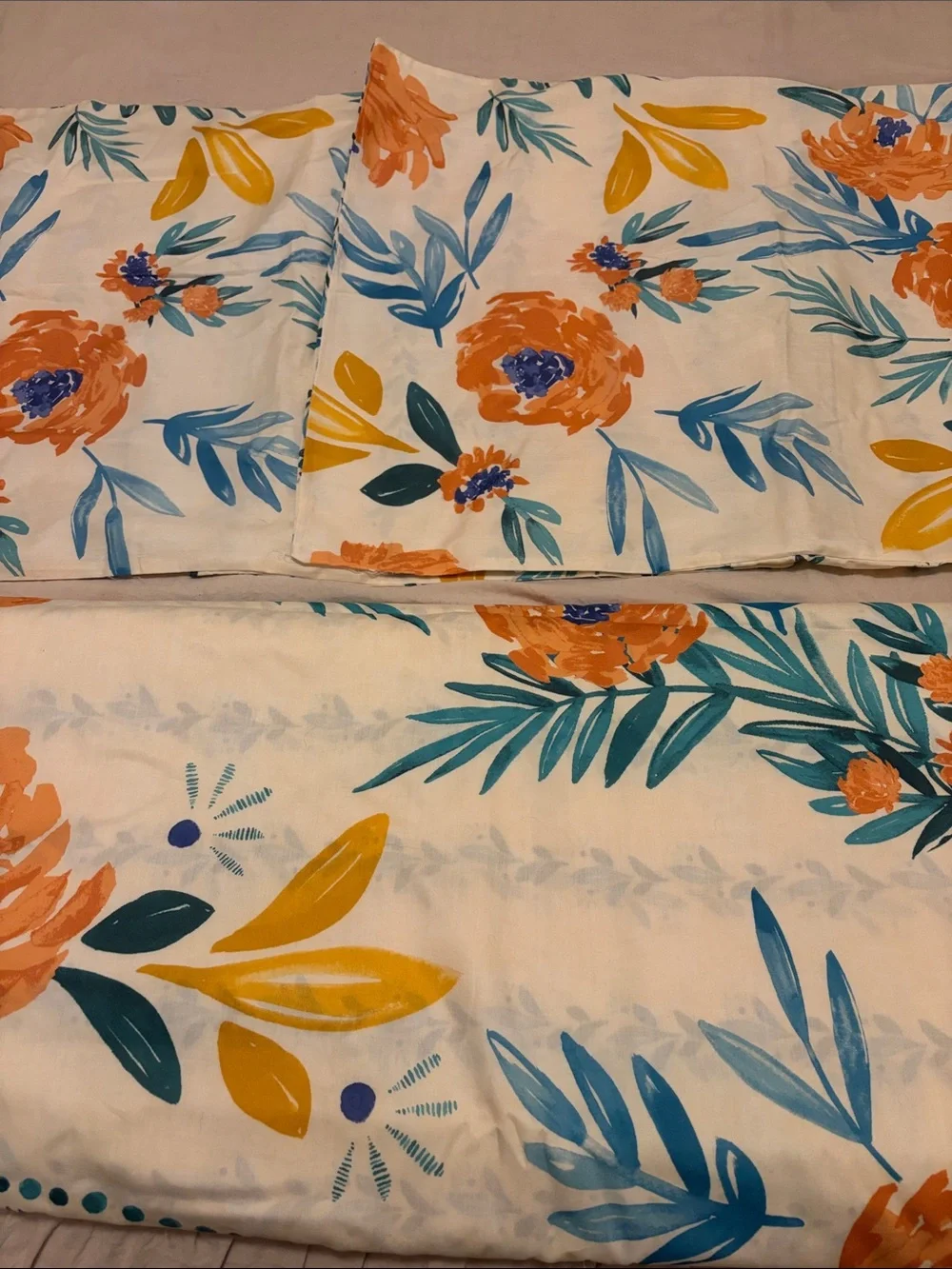 The Pioneer Woman Orange, Teal, Yellow Floral Duvet Cover